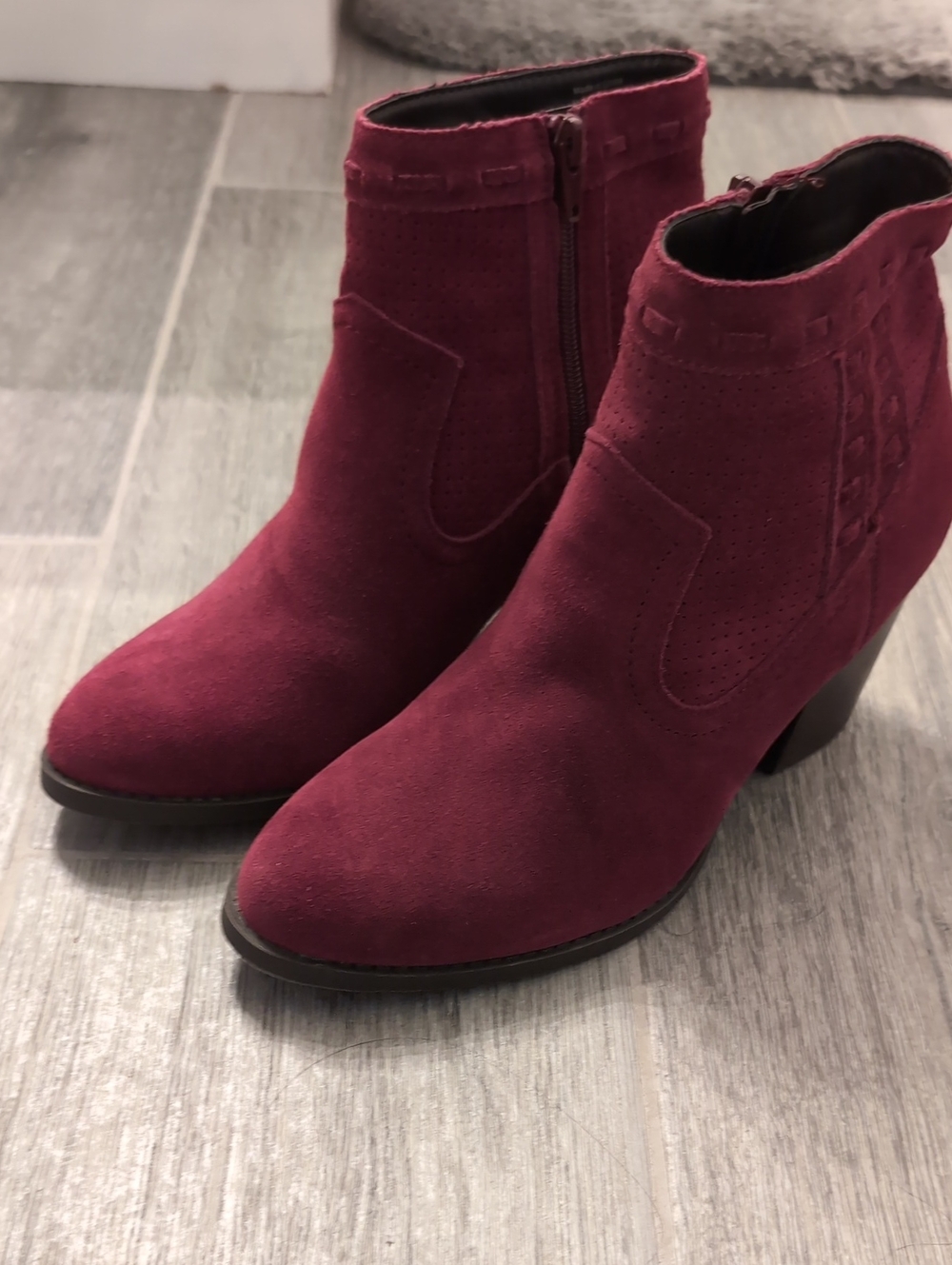 Market & Spruce Burgundy Suede Ankle Booties